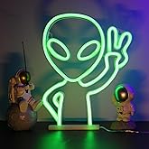 ENUOLI Green Alien Neon Sign, LED Light for Wall Decor,USB/Battery Powered Alien Neon Light for Man Cave,Game Room Decor,Hip Hop Party,Kids Birthday Gift,Party Light(Green Alien)