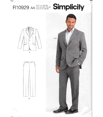 Patron Veste Et Pantalon Homme Vogue V9097 - Taille 34 à 40 - Style Classique