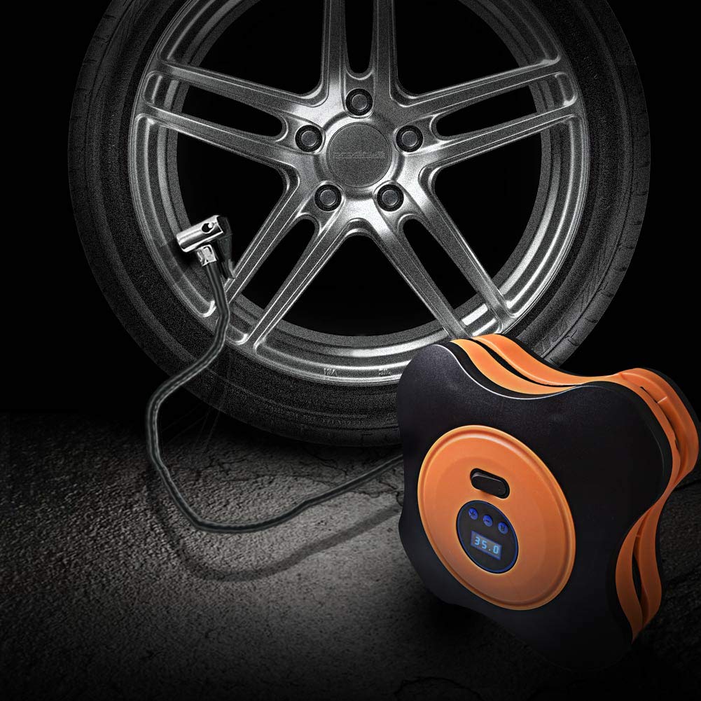 CNIKESIN Portable Tire Inflator Car Air Compressor Pump, Auto Digital Tyre Inflator with Pressure Gauge 12V 150 Psi for Cars, Trucks, Bicycles, Basketballs, Air Boats 