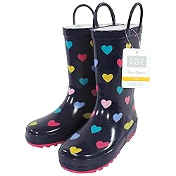 Hudson Baby Kids Rain Boots, Navy Hearts, 5 US