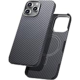 GESIHOPY Aramid Fiber for iPhone 16 Pro Case,Compatible with Magnet,Slim & Light Case for iPhone 16 Pro, Touch Feeling, Black/Grey(Twill)