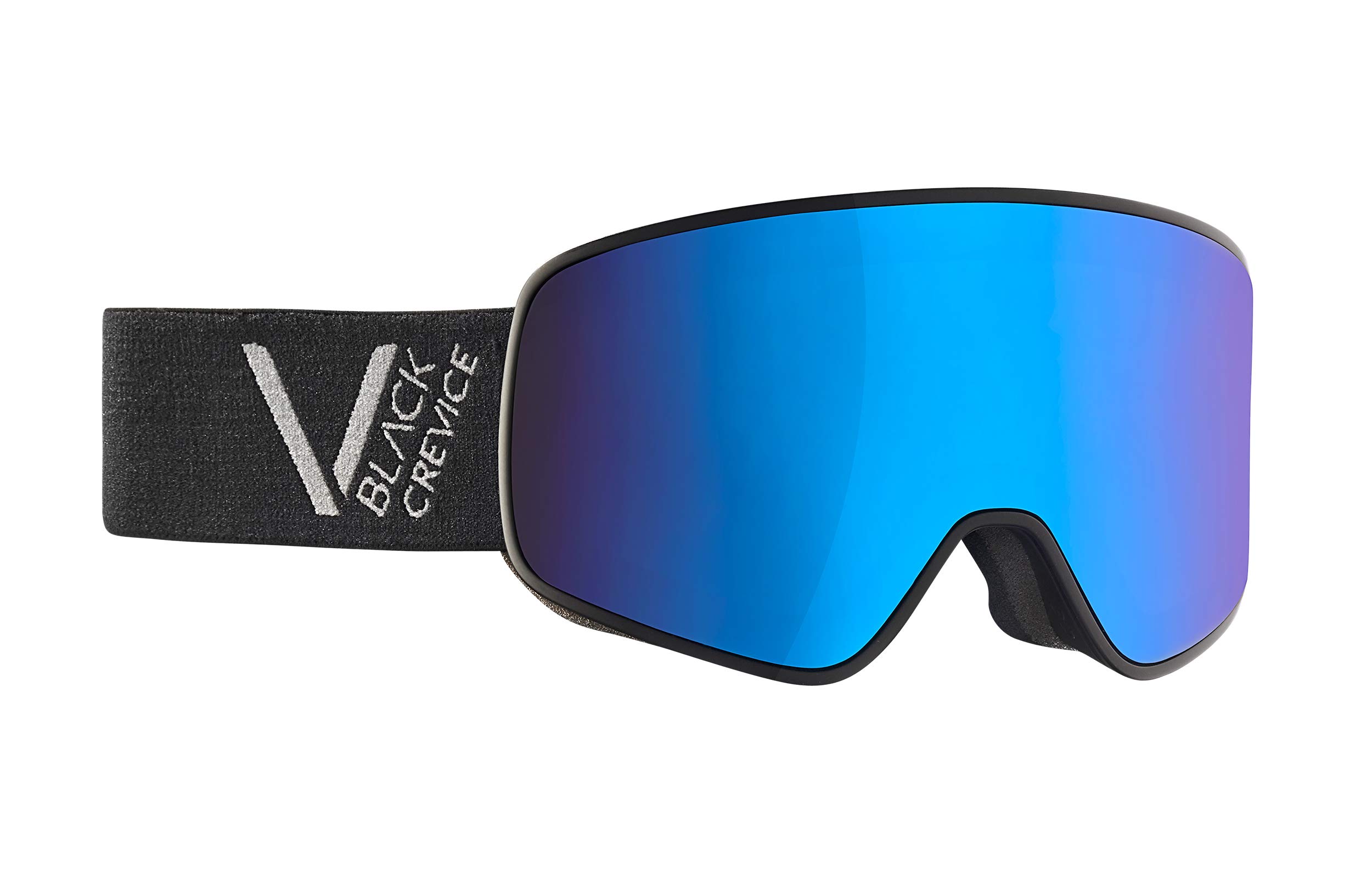 Black Crevice Ski Goggles - Schladming - Double Lenses, Anti-Fog Coating, UV400 Protection (Black/Silver, L (Head Circumference 58-61 cm))