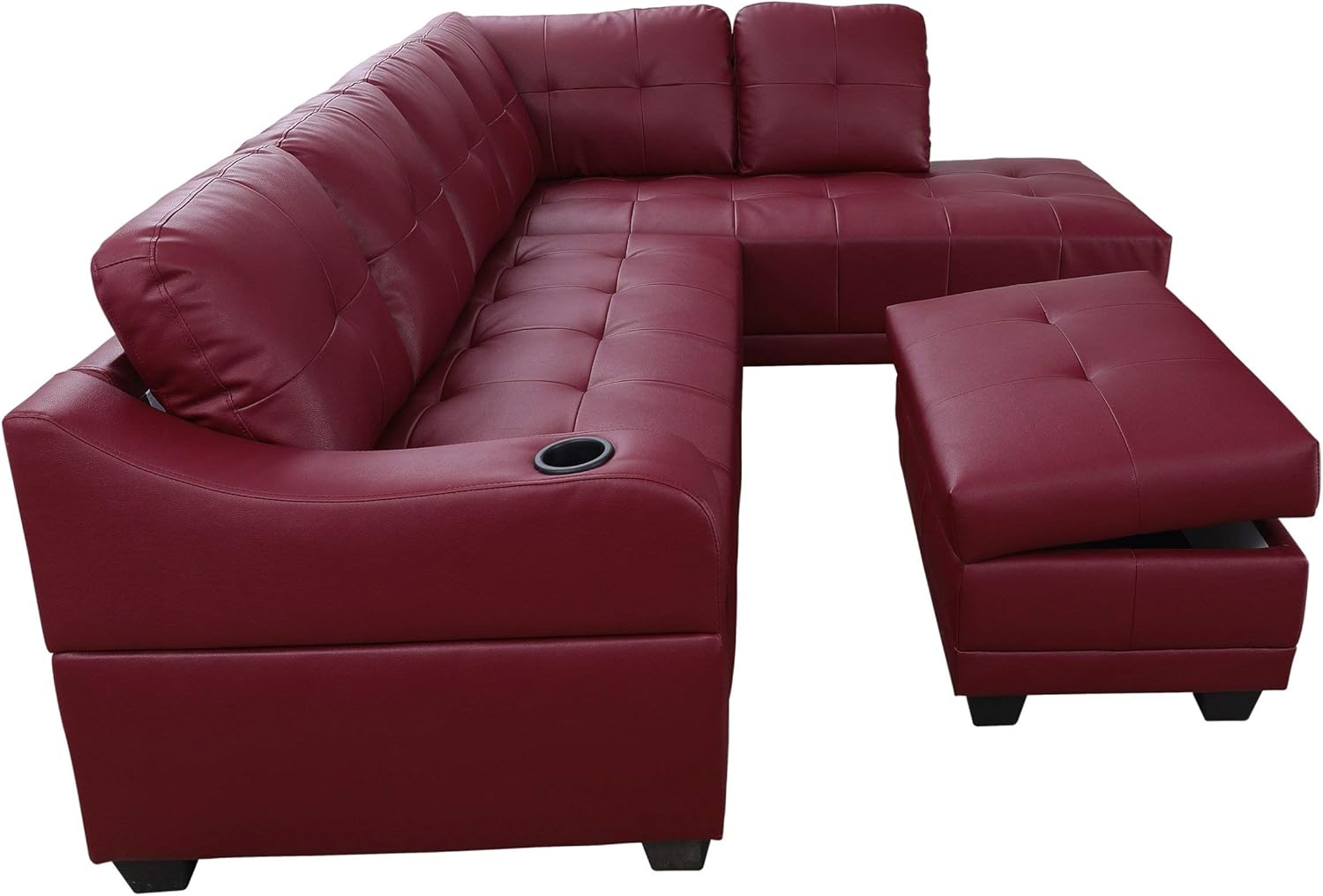 Beverly Fine Funiture Sectional Sofa Set, Burgundy: Furniture & Decor