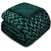 Whale Flotilla Faux Fur Sherpa Twin Size Blanket for Bed, Cozy Reversible Fuzzy Fluffy Plush Blankets for All Season, Warm and Soft, 60x80 Inch, Emerald Green