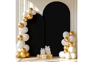 PARTISKY Black Arch Backdrop Covers - 6.6FT, 5FT Spandex Fitted Wedding Arch Stand Covers Round Top Chiara Arch Backdrop Cover for Wedding Birthday Party Decoration