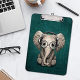 Hnogri A4 Clipboard Plastic Clip Board Low-Profile Elephant Design view 3