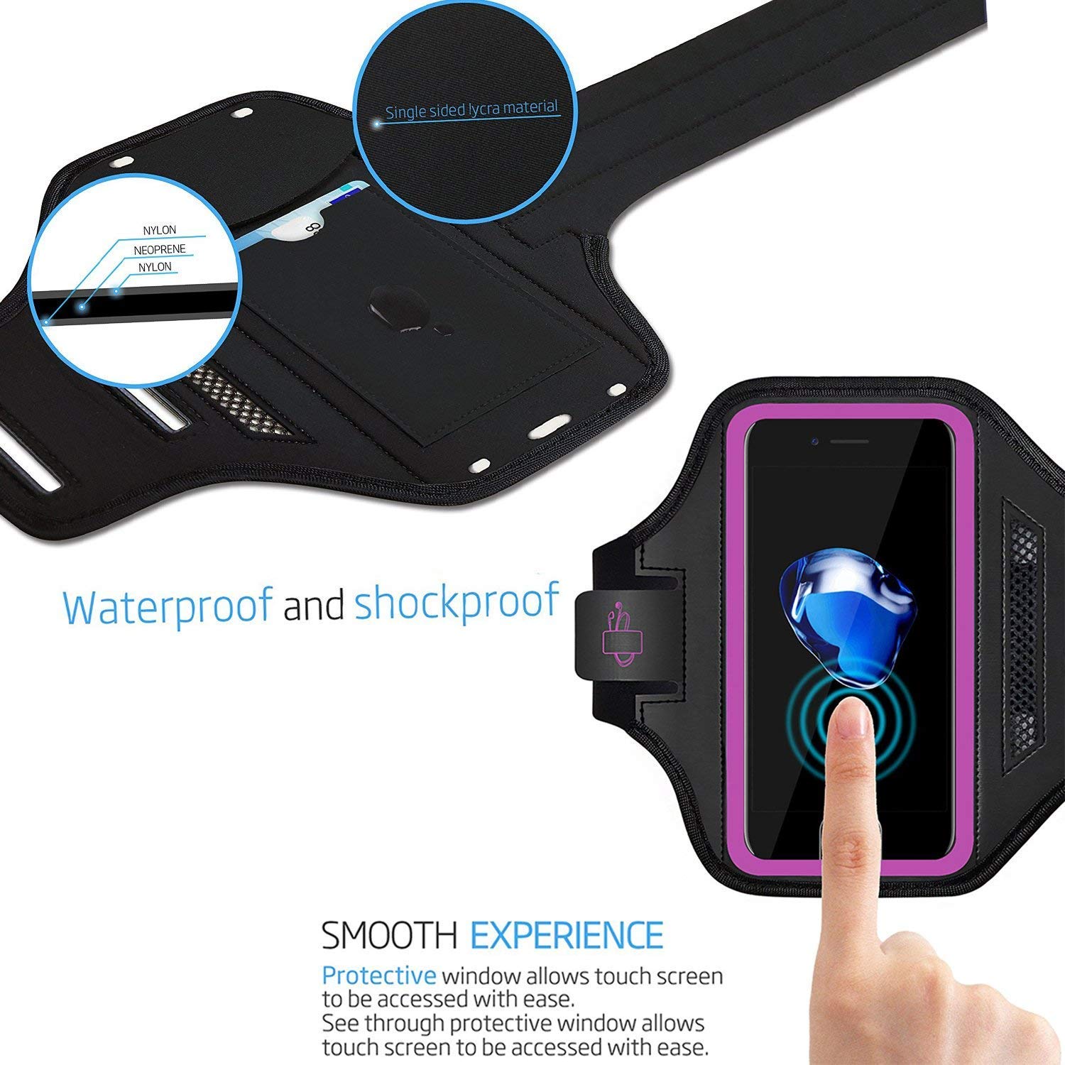 LOVPHONE Man/Women Running Sport Armband for iPhone 7/8 Plus Suitable for Gym Workout w/Kickstand Key Bag Earbuds Holder Card Slot Case, Water Resistant (Rosy)