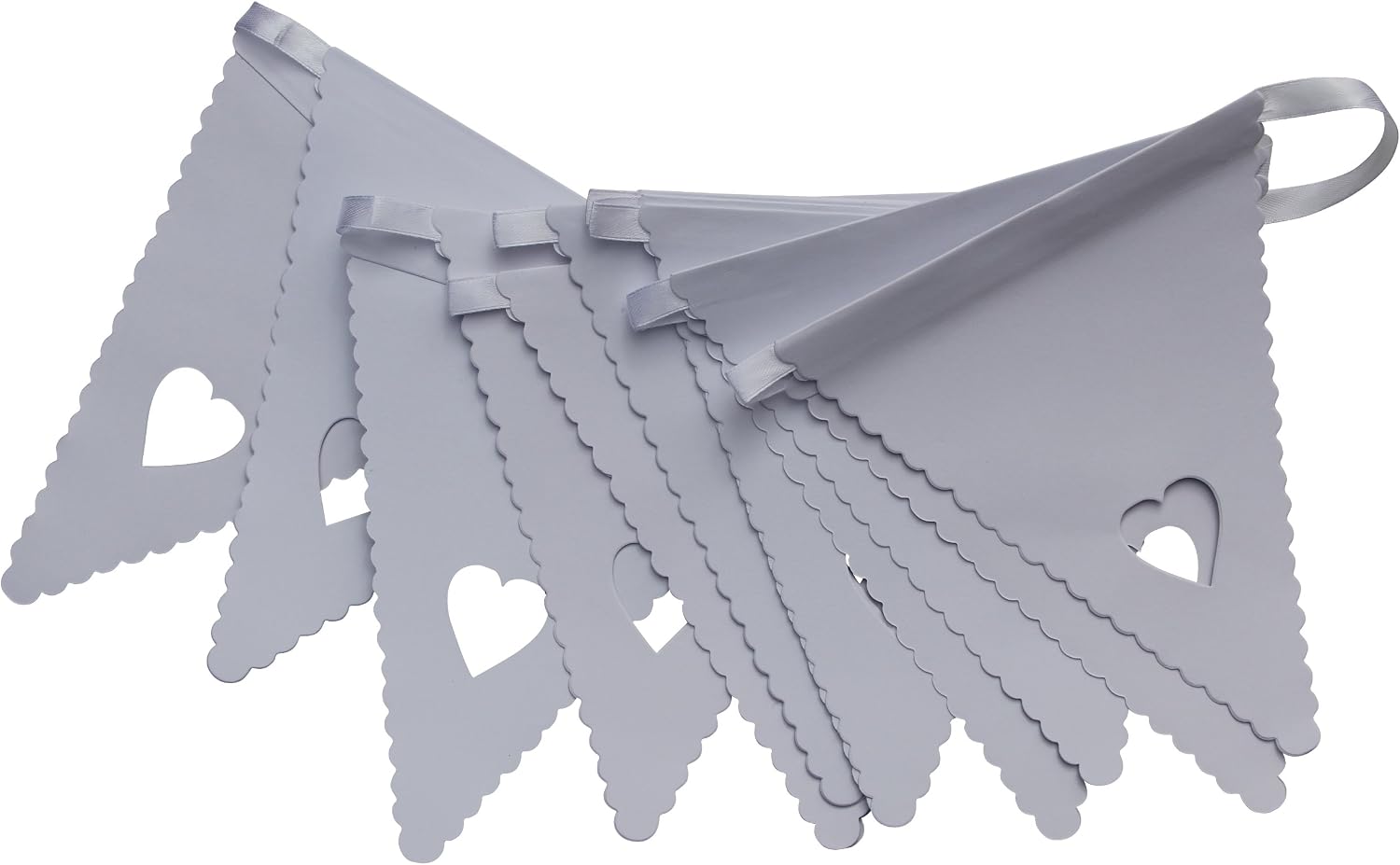 White Heart Bunting Banner - Great for a Wedding Party, Christening or any Special Occasion, 15.5cm x 17.5cm