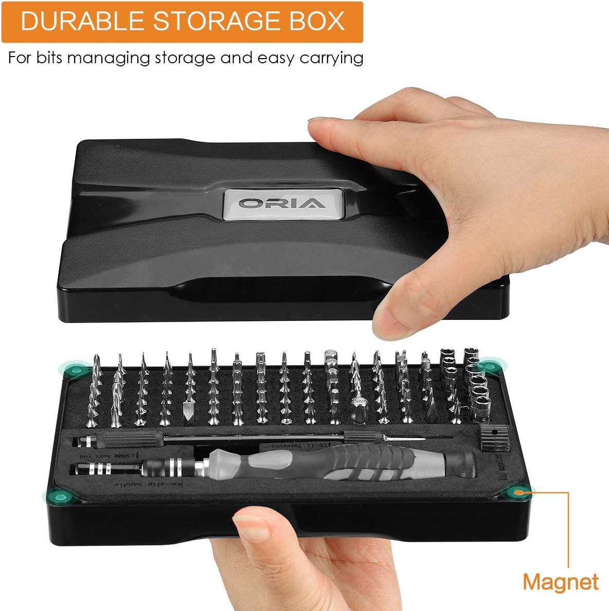 ORIA 2020 Upgraded 106 PCS Precision Screwdriver kit with 102 Precision Bits, Black - - 