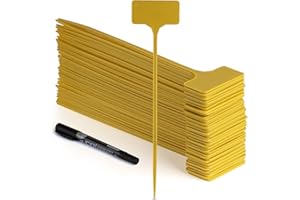 GUFJUCH 50 Pack Outdoor Tall Plant Labels, Large Waterproof Plastic Plant T-Type Tags, Durable Nursery Garden Markers, Perfect for Herbs, Flowers, Vegetable and Potted Plants