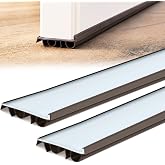Novabright Staple-On Double Bulb Door Bottom Sweep, 2-1/4"x48", Brown, 2pcs | with Drip Cap, Cuttable Vinyl Door Sweeps for Interior&amp;Exterior Doors, Bottom of Door, Easy Install, Rainproof Draft Stopper