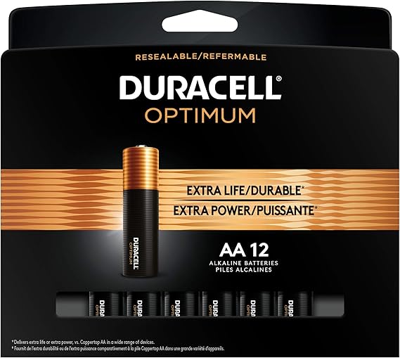 Duracell Optimum AA Batteries 12 Count Pack Lasting Power Double A Battery Alkaline AA