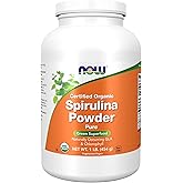 NOW Foods Supplements, Certified Organic, Spirulina Powder, Rich in Beta-Carotene (Vitamin A) and B-12 with naturally occurri