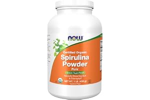 NOW Supplements, Certified Organic, Spirulina Powder, Rich in Beta-Carotene (Vitamin A) and B-12 with naturally occurring GLA