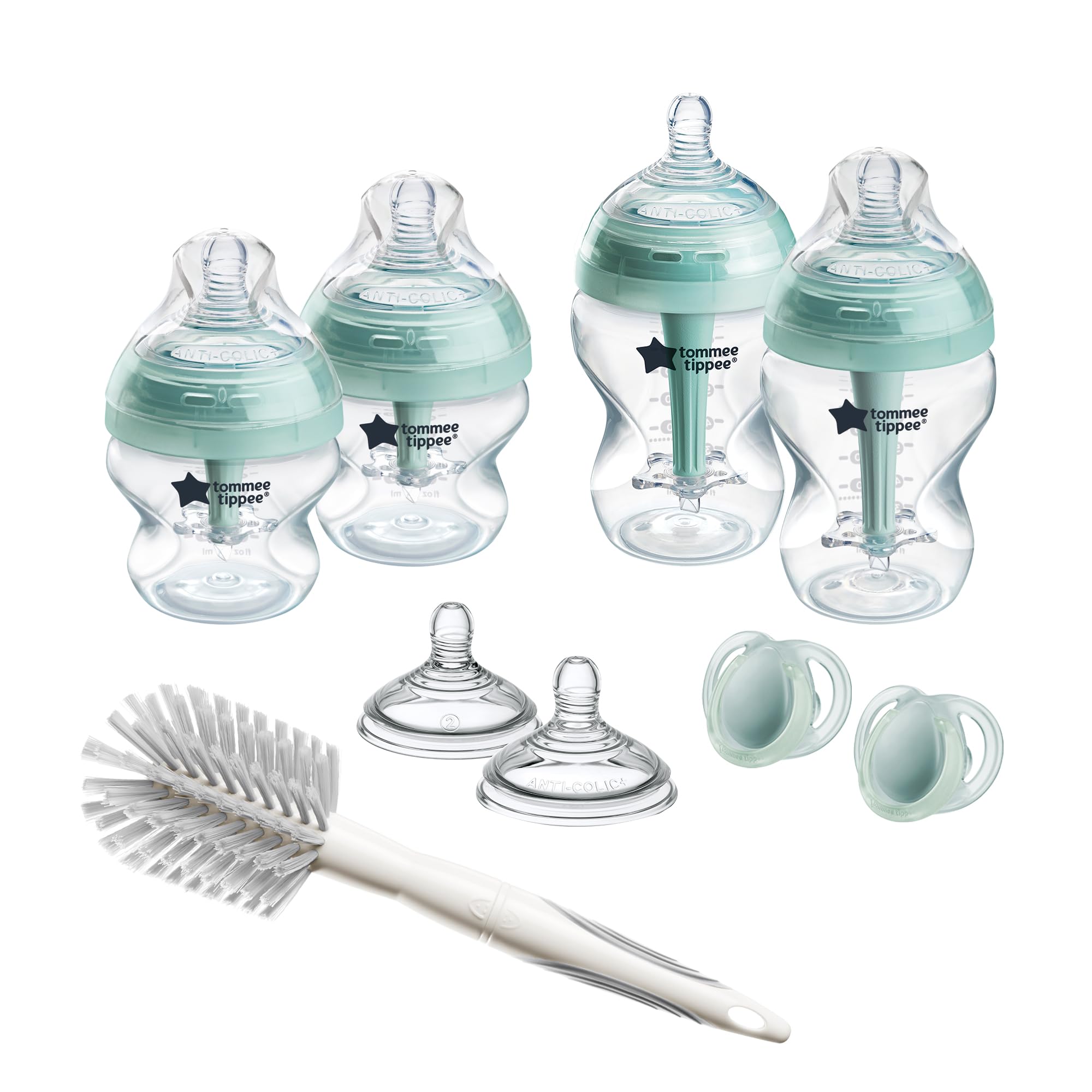 Tommee Tippee Advanced Anti-Colic Newborn Starter Set for Colicky Babies, 150ml and 260ml Self-Sterilising Baby Bottles with Vented Anti-Colic Wand and 2X Medium Flow Breast-Like Teats