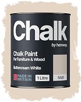 Hemway Chalk Paint Buttercream White 1L Matt Finish Furniture & Walls