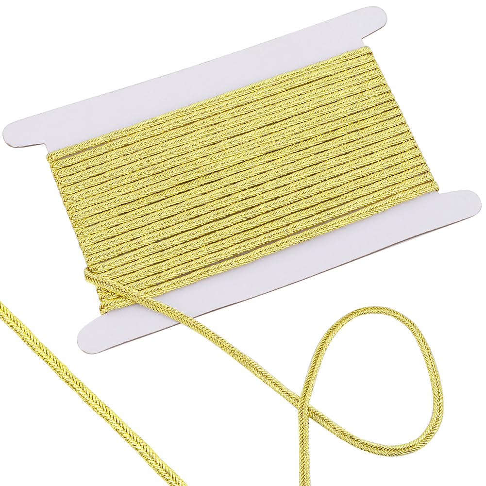 GORGECRAFT 10Yds Braided Metallic Cord 5mm Gold Dreadlock Rope Hair Wrap String Centipede Hiphop Hair Tie Decorative Braiding Band for Jewelry Making Bracelets Costume DIY Sewing Craft Home Decor