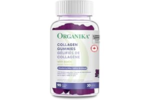 Organika Collagen Gummies - Blueberry Flavour - 2500 mg of Collagen Per Serving plus Biotin For Better Skin, Hair and Joint H