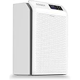 Air Purifiers for Home Bedroom Large Room Up to 2,330 Ft², Air Purifier with Washable Pre-Filter, HEPA Air Filter, Sleep Mode, Air Quality Monitor, Upgraded Air Cleaner for Pet Hair Dust, Matte White