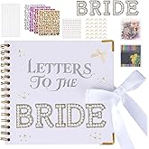 SnowCow 452 PCS Letters to The Bride Scrapbook Kit, 8.3 x 8.3 Inch Wedding Memory Book with Pen, Pearl Stickers, Metallic Letters, Bows for Bridal Shower Guest Book DIY