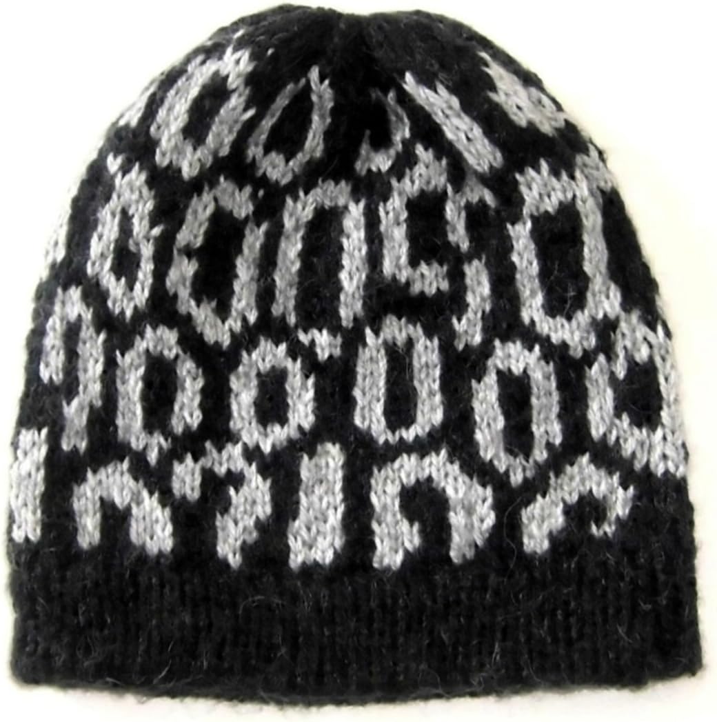 Alpakaandmore Mens Alpaca Wool Beanie Hat One Size Black and White
