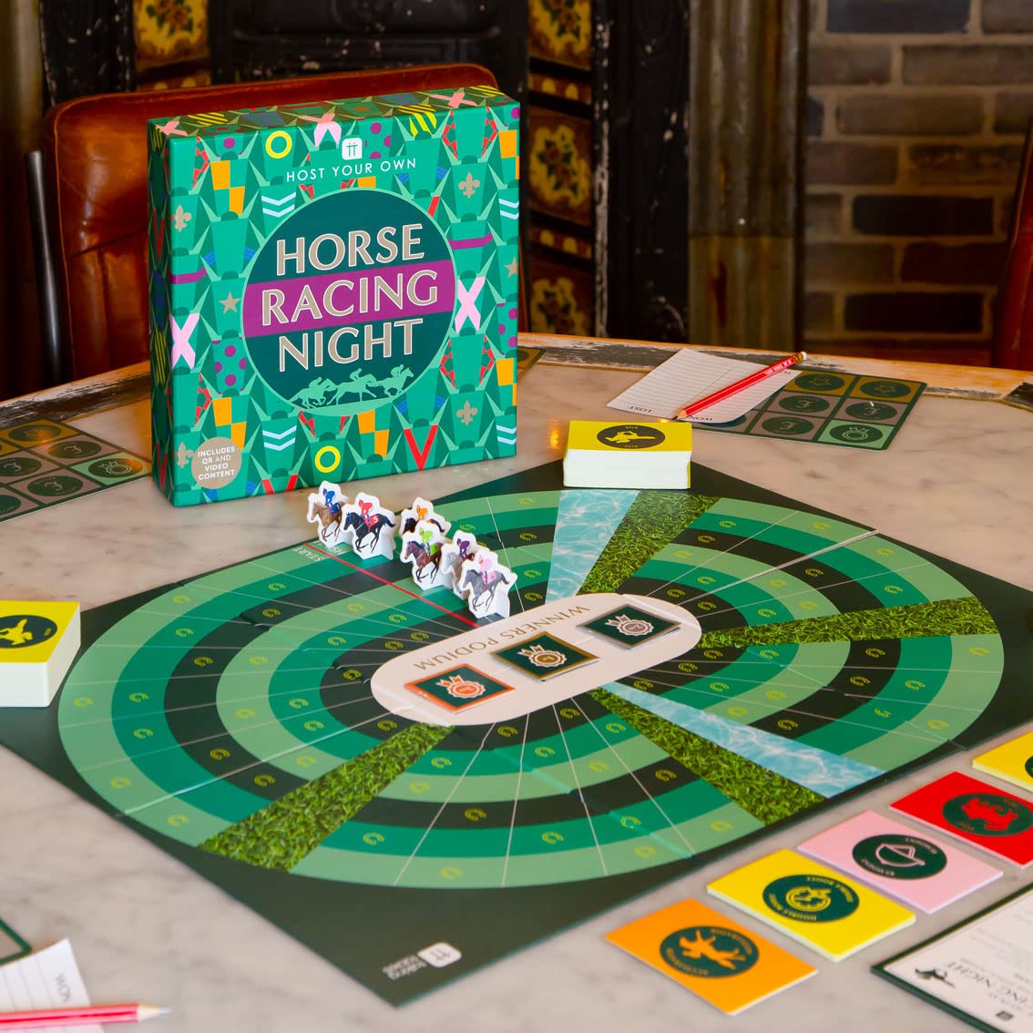 Talking Tables Horse Racing Board Game – Perfect for Family Games Night – Birthday, Christmas, Kentucky Derby Party – 14+ Years – Unleash Racing Fun – Includes Gameboard, Cards & Dice