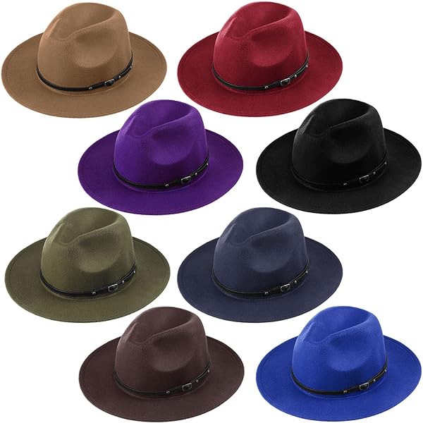 12pcs Adjustable Wide Brim Felt Panama Hats Wool Blend Buckle Belt Vintage Amazon.com: Yahenda 12 Pcs Classic Wide Brim Hat for Women  main image 2