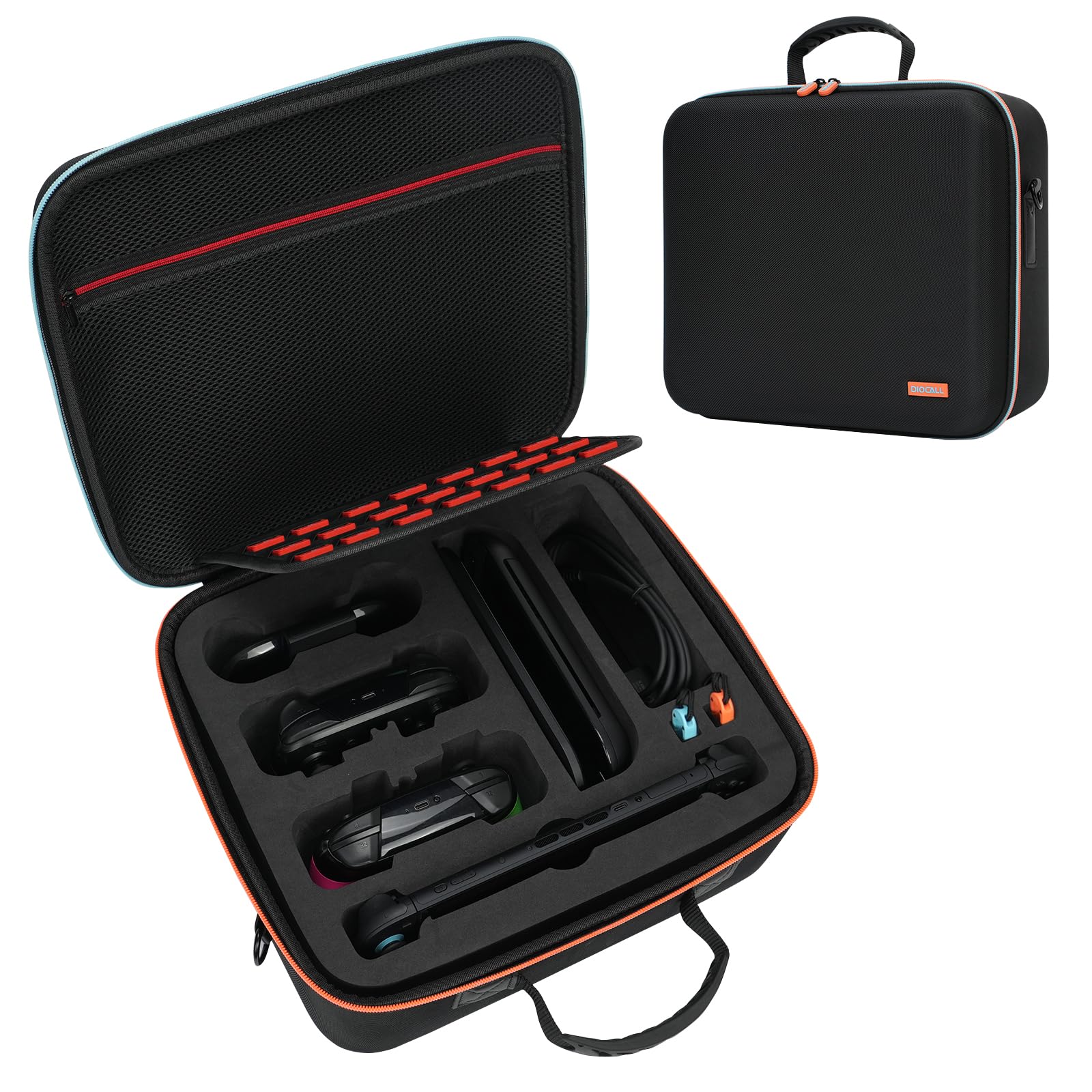 Diocall All in One Carrying Case Compatible with Nintendo Switch 2, Dock, 2 Pro Controllers, Joy-Con Grip, Power Adapter, 28 Games and Accessories
