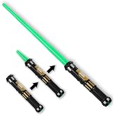 MewduMewdu Saber Toy with Electronic Lights &amp; FX Sound Effect for Kids and Adults, LED Light Expandable Sword Toy as Halloween, Party, Holiday, Birthday Gift (Green)
