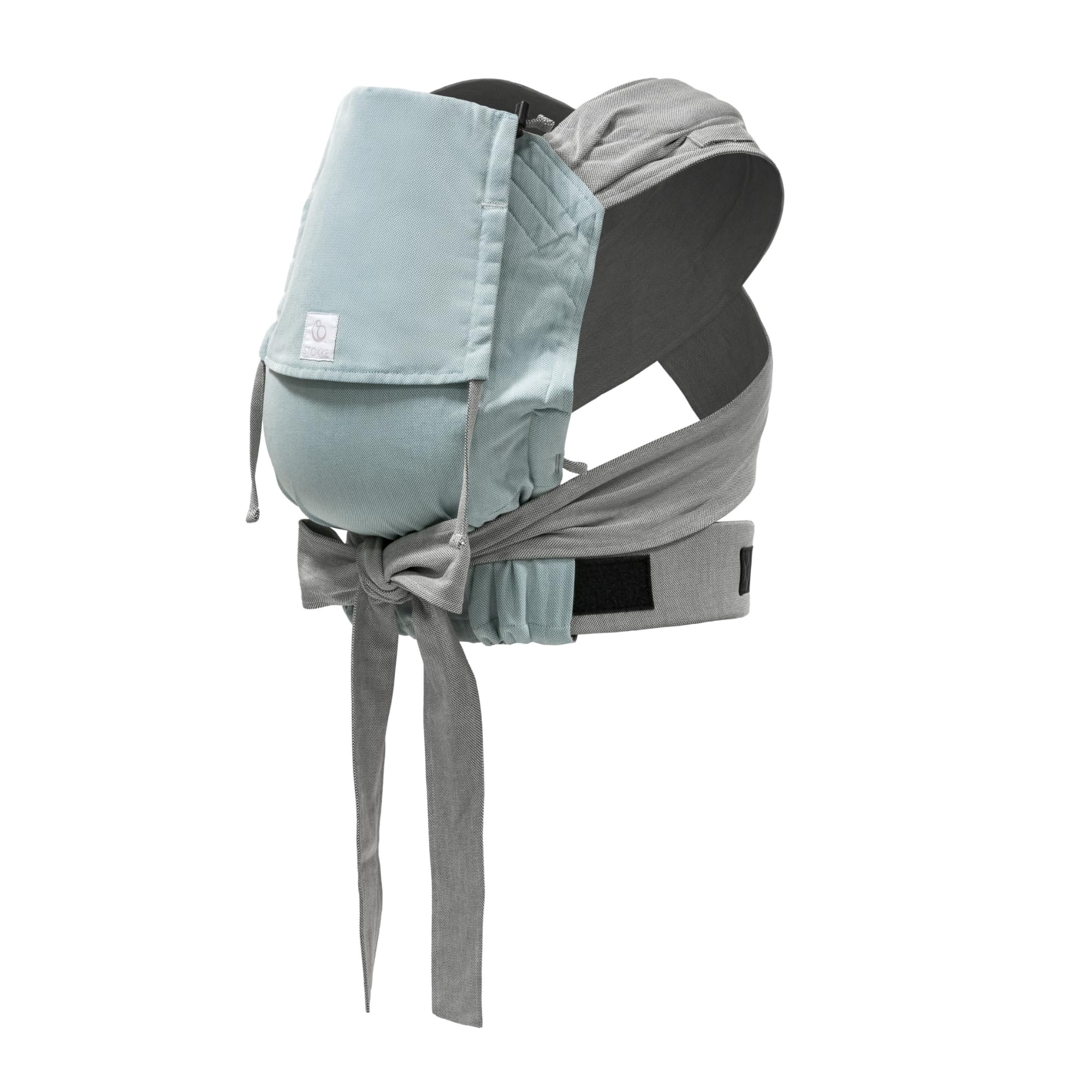 Stokke Limas Carrier, Turquoise Grey Melange - 2023 Version (OCS) - Newborn Half-Buckle Baby Carrier - Three Carrying Options - Safe from Birth & Up to 15 kg (33 lbs)