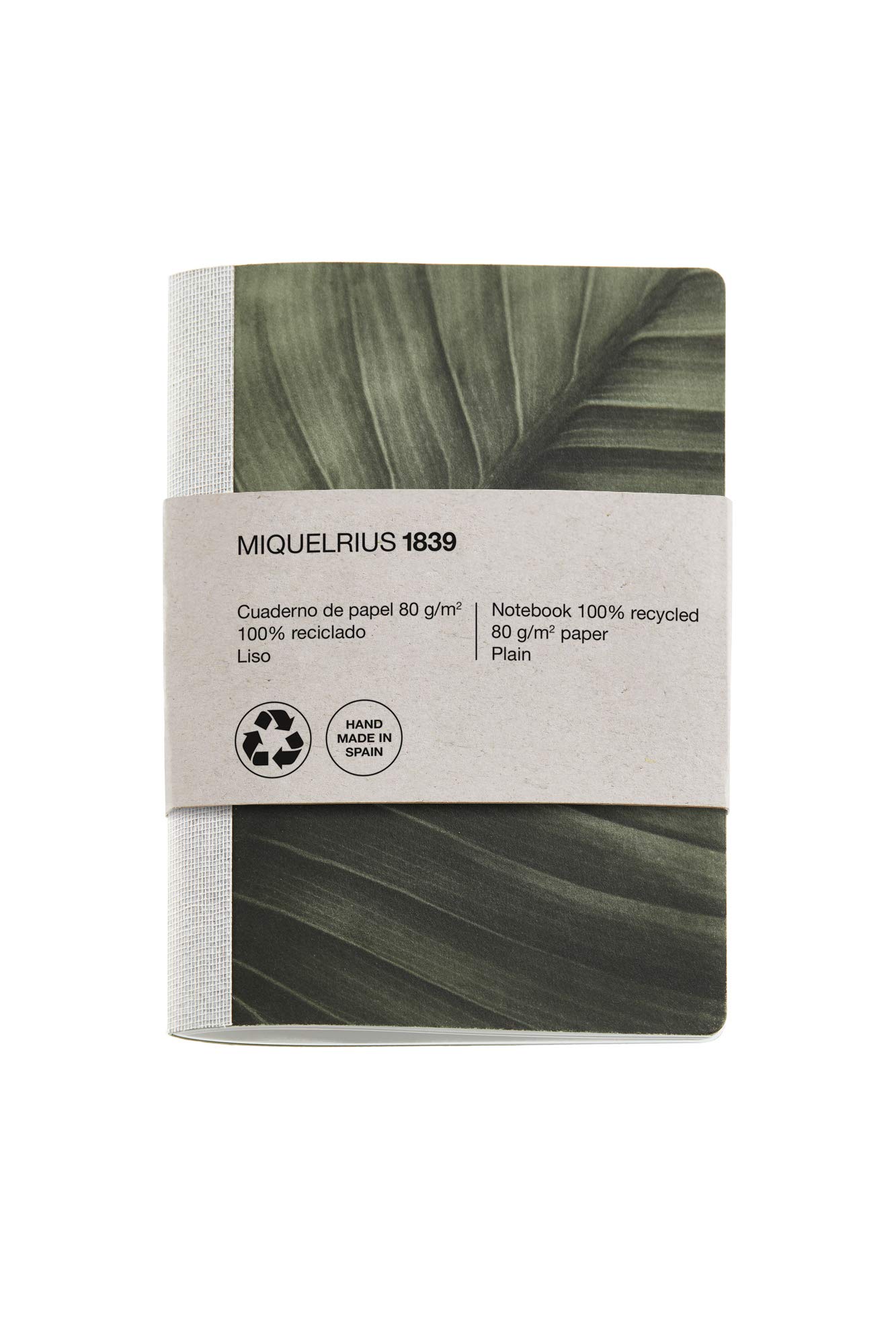 Miquelrius Cute Recycled Notebook with Staple and Fabric Spine Size mm, 56 Plain 80 g/m2 Pages 104 x 150 mm Leaf