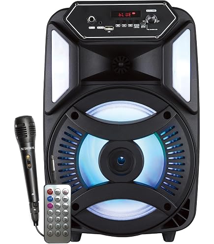 GJCrafts Altoparlante Amplificato Bluetooth con 2 Microfoni Wireless, Karaoke Professionale Completo con Luci Da Discoteca Sistemi PA Audio con Maniglia e Ruote, Supporto TWS/REC/AUX/MP3/USB/TF/FM