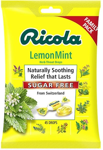 RICOLA SUGAR FREE LARGE BAG BUNDLE, SF LEMON MINT (45 CT), SF SWISS CHERRY (45 CT), 2 BAG PACK