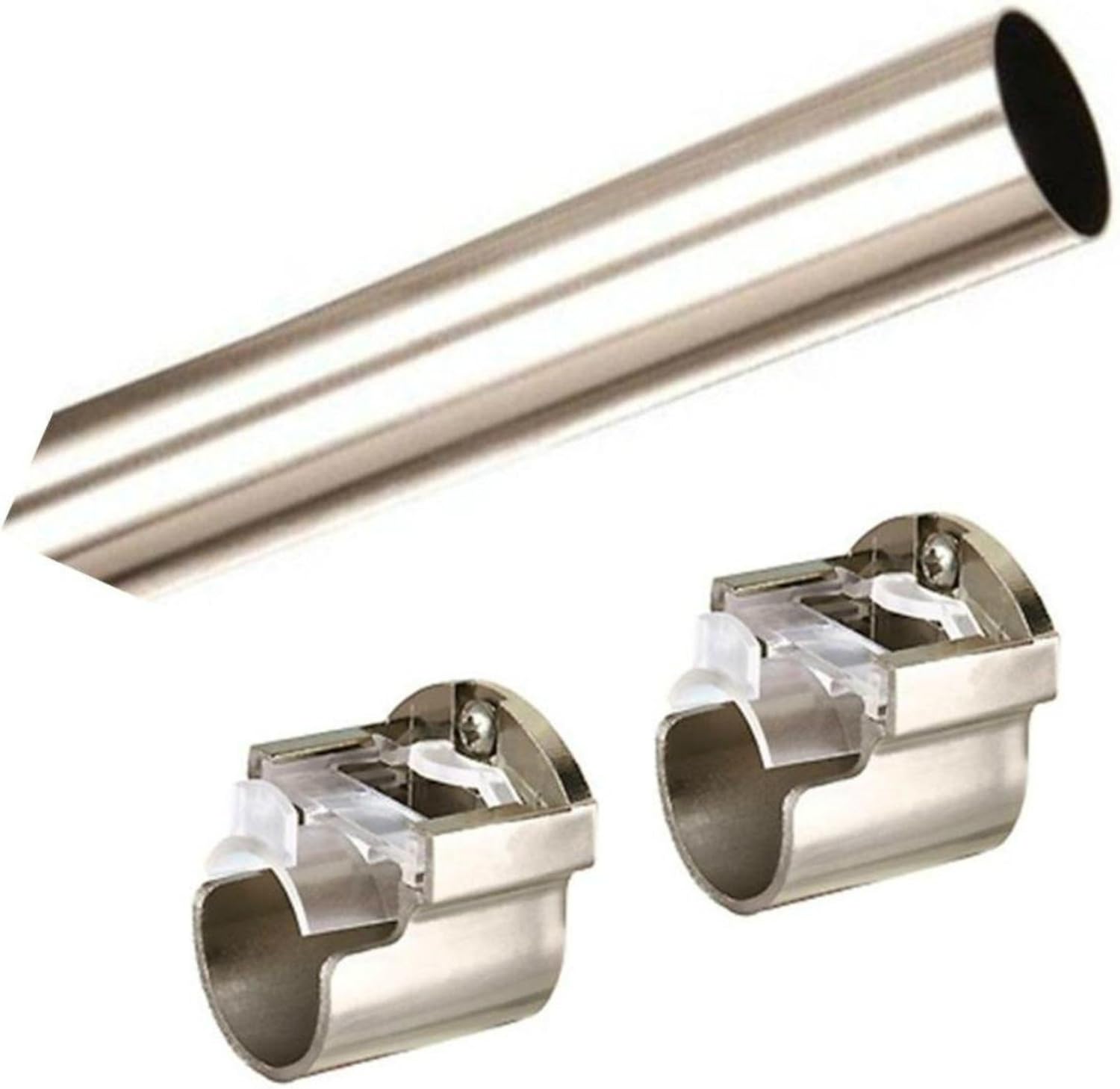 200cm Satin Steel Recess Trade Packed Eyelet Curtain Pole No