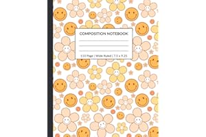 Composition Notebook Wide Ruled: Cute Aesthetic Lined Notebook Journal for Girls, Boys, Kids, Teens and Students | Retro Flow