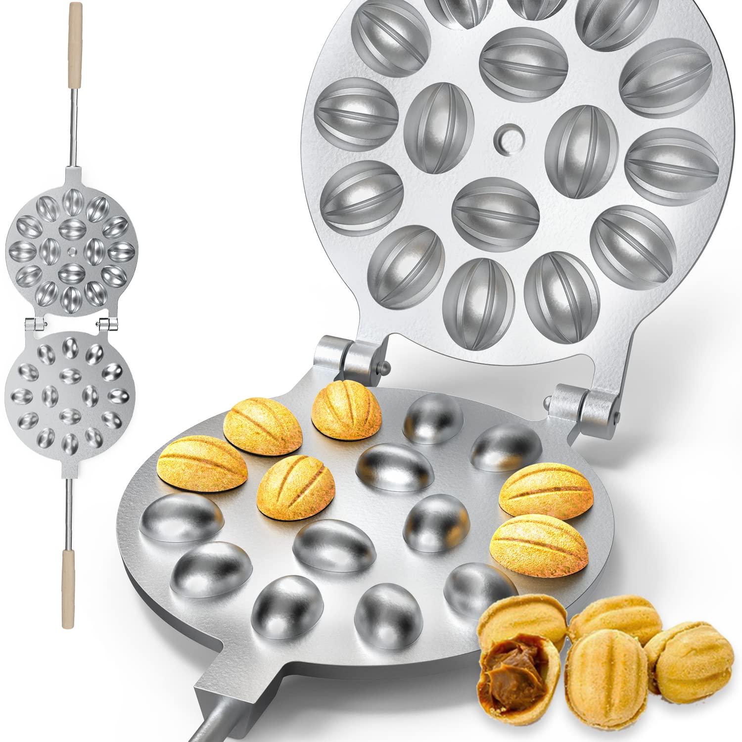 Russian Oreshki Nuts 16 Mold Skillet - USSR Oreshki Mold Oreshki Cookie Candy Maker 16 wells griddle - Walnut Cookie Mold Pastry Oreshnitsa - 1308478