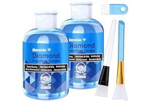 Mereido Diamond Art Glue Painting Sealer with 3 Brushes, 2 Packs 8oz 5D Diamond Art Permanent Holder & High Gloss Shine Effec