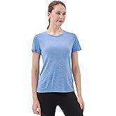 Merino Protect 100% Merino Wool T Shirts Women Crew Neck Tops Short Sleeve Odor Resistance Base Layer Travel Hiking Tee Shirt