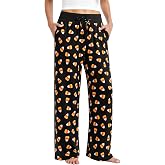 Wenouy Womens Halloween Pajama Pants Novelty Funny Pjs High Waist Sleepwear | Ultra Soft Loungewear, with Pockets & Drawstring, Wide‑Leg Halloween Pajamas, Great for Fall Party