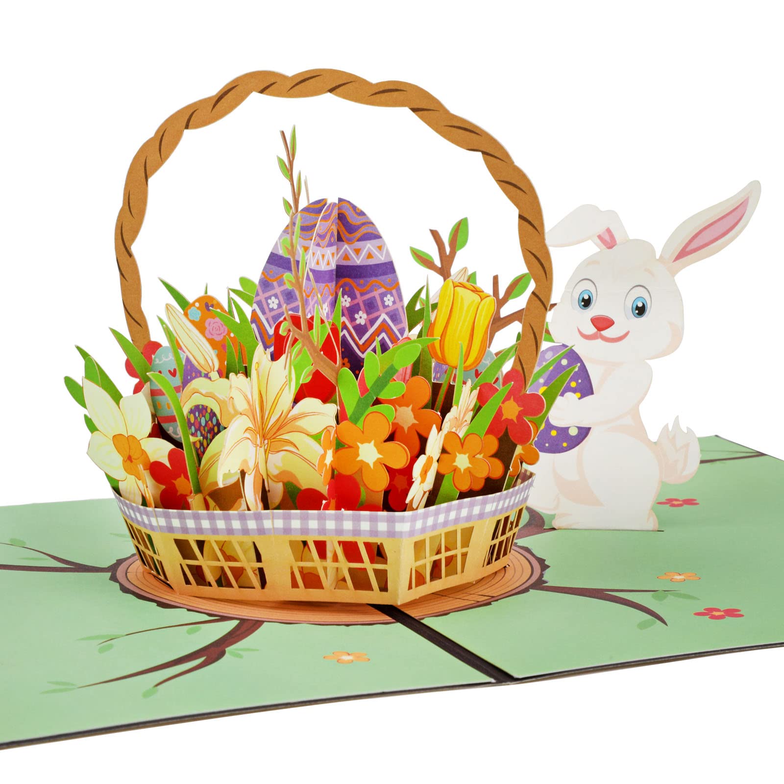 HOWAF Happy Easter Card Pop Up, Egg Bunny Rabbit 3D Pop Up Card with Envelope, Easter Gifts for Kids Children Family Friends