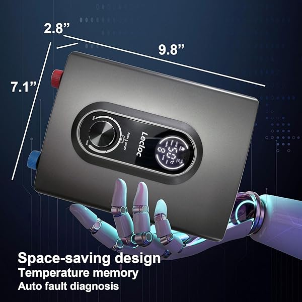 LECLOC MINI TANKLESS UNDER SINK INSTANT HOT WATER HEATER ELECTRIC 3KW 120V PLUG-IN, ENLARGED LED DIGITAL DISPLAY, KNOB CONTROL, IPX4, MULTIPROTECTIVE, 30-55℃ THERMOSTATIC ON DEMAND WATER HEATER, GRAY