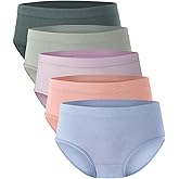 BAMBOO COOL Womens Underwear, Moisture-Wicking Briefs, Soft and Breathable Panties, Mid Waist, 5-Pack