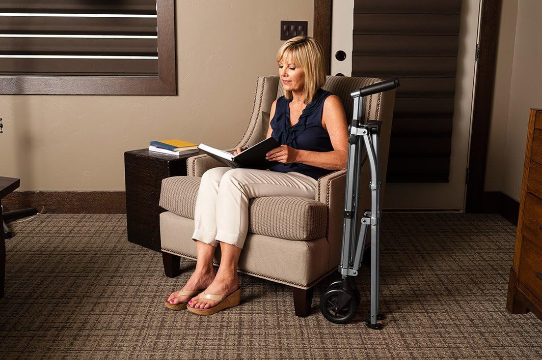 Able Life Space Saver Walker, Lightweight Folding 2 Wheel Rolling Walker for Seniors with Fixed Wheels, Black Walnut: Health & Personal Care