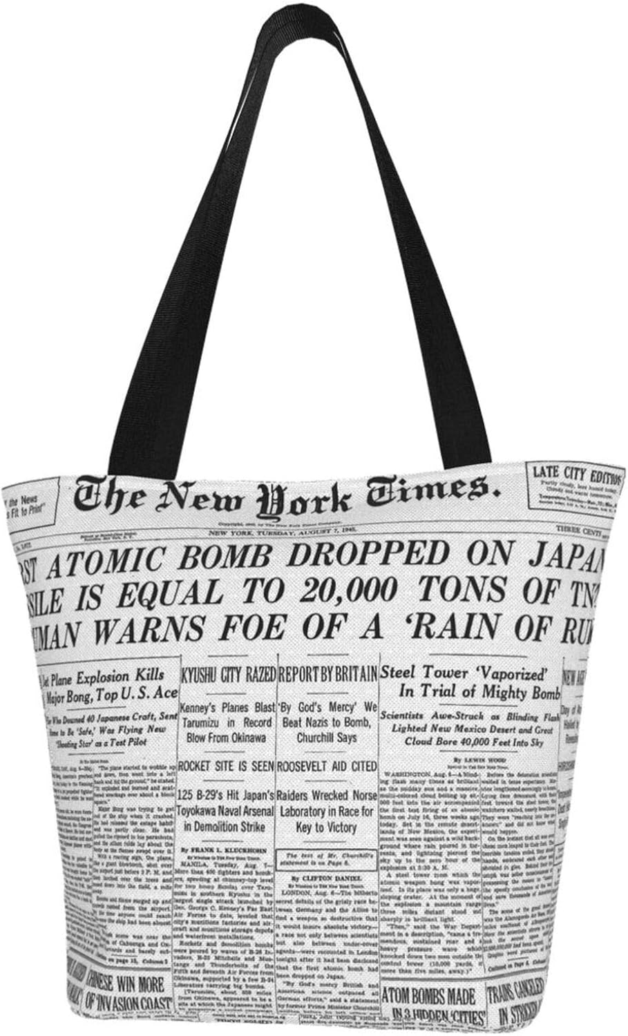 Newspaper Canvas Tote Bag Small Women Casual Lightweight
