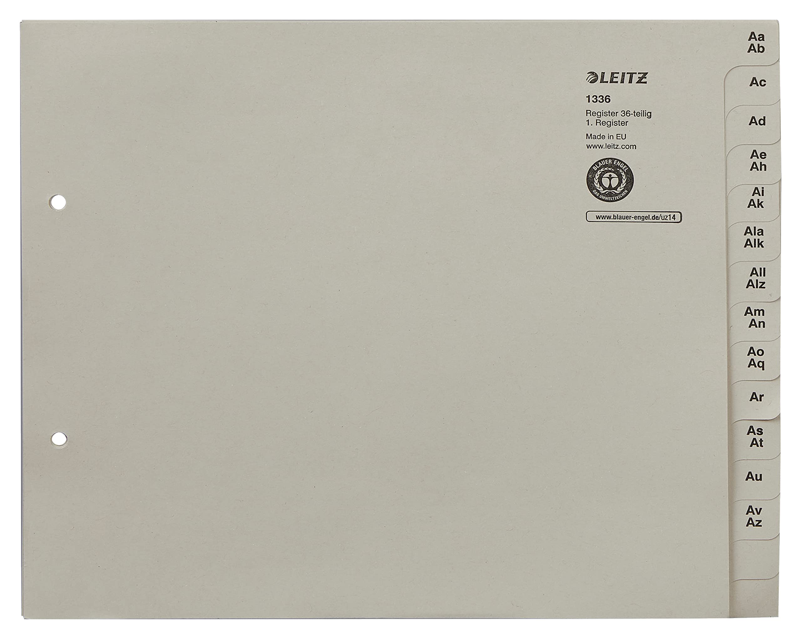 Leitz 13360085 Index Series A-Z A4 Paper for 36 Folders Grey