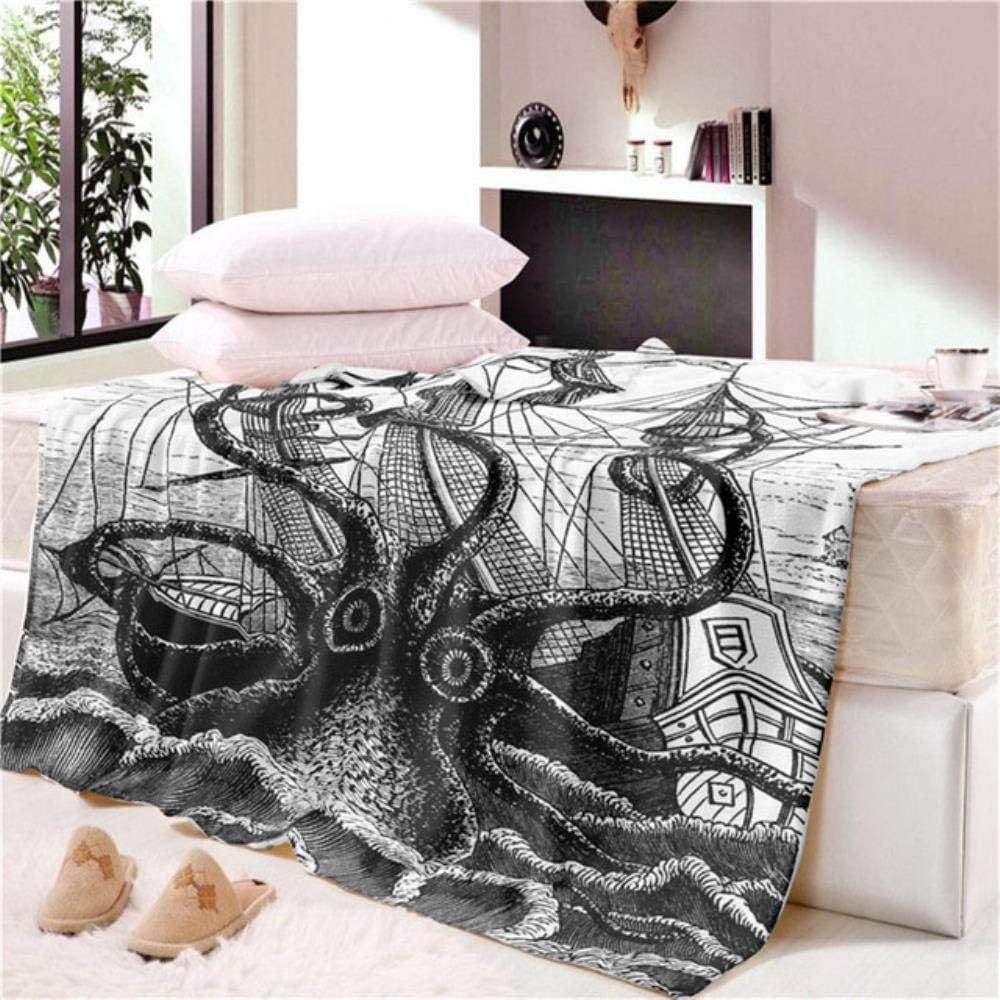 LASISZ Octopus pattern double thick blanket Beds Stranger Things Thick Hiking Fashionable Quilt 3D Picnic for Fleece Throw,A1,150x200 cm