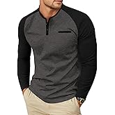 Sailwind Mens Cotton Henley Shirts Long Sleeve Casual T-Shirts Lightweight Button Pullover Shirts with Pocket