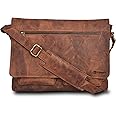 VALENCHI Leather Messenger Bag For Men - Laptop Messenger Briefcase & Shoulder Bag-Office, Work, Travel
