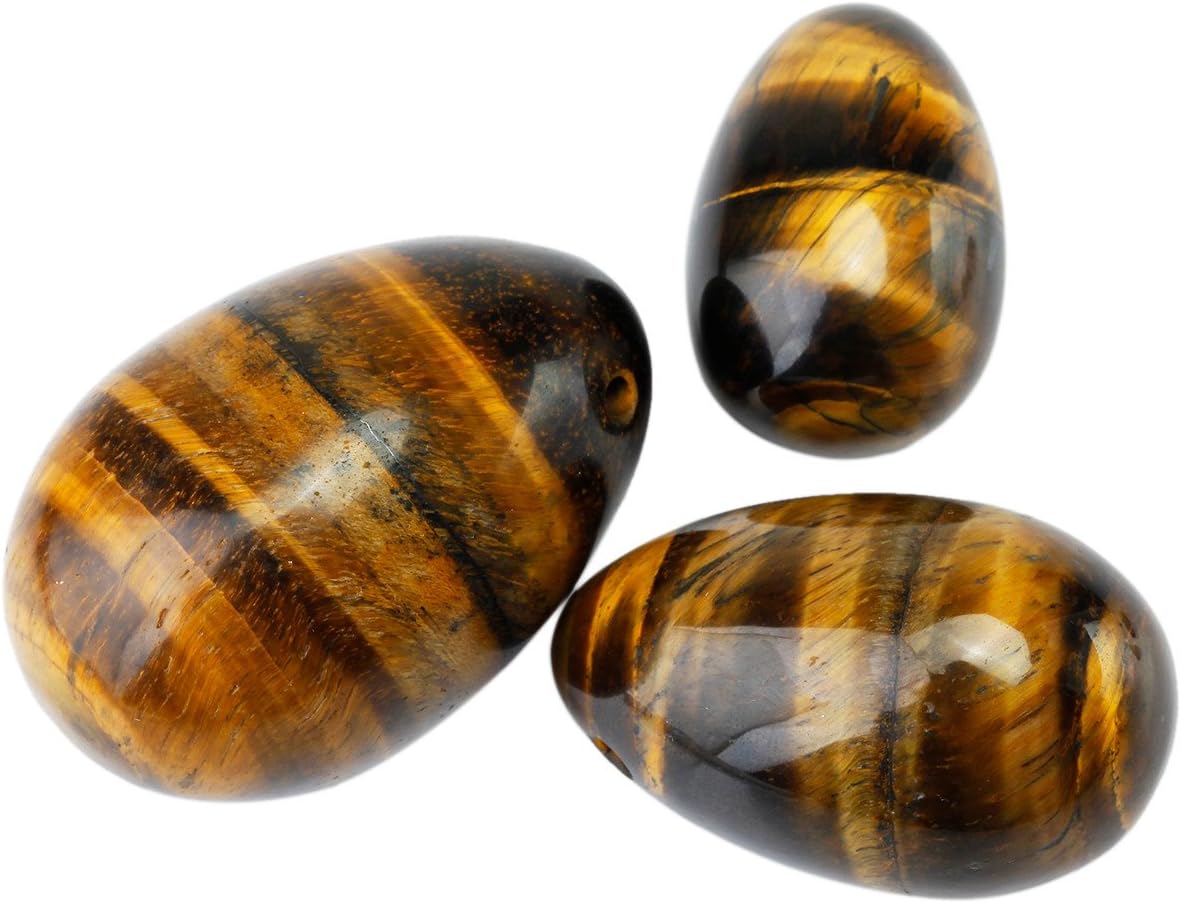 Shanxing Tiger's Eye Yoni Eggs Set of 3, Predrilled, with Unwaxed String - Image 4