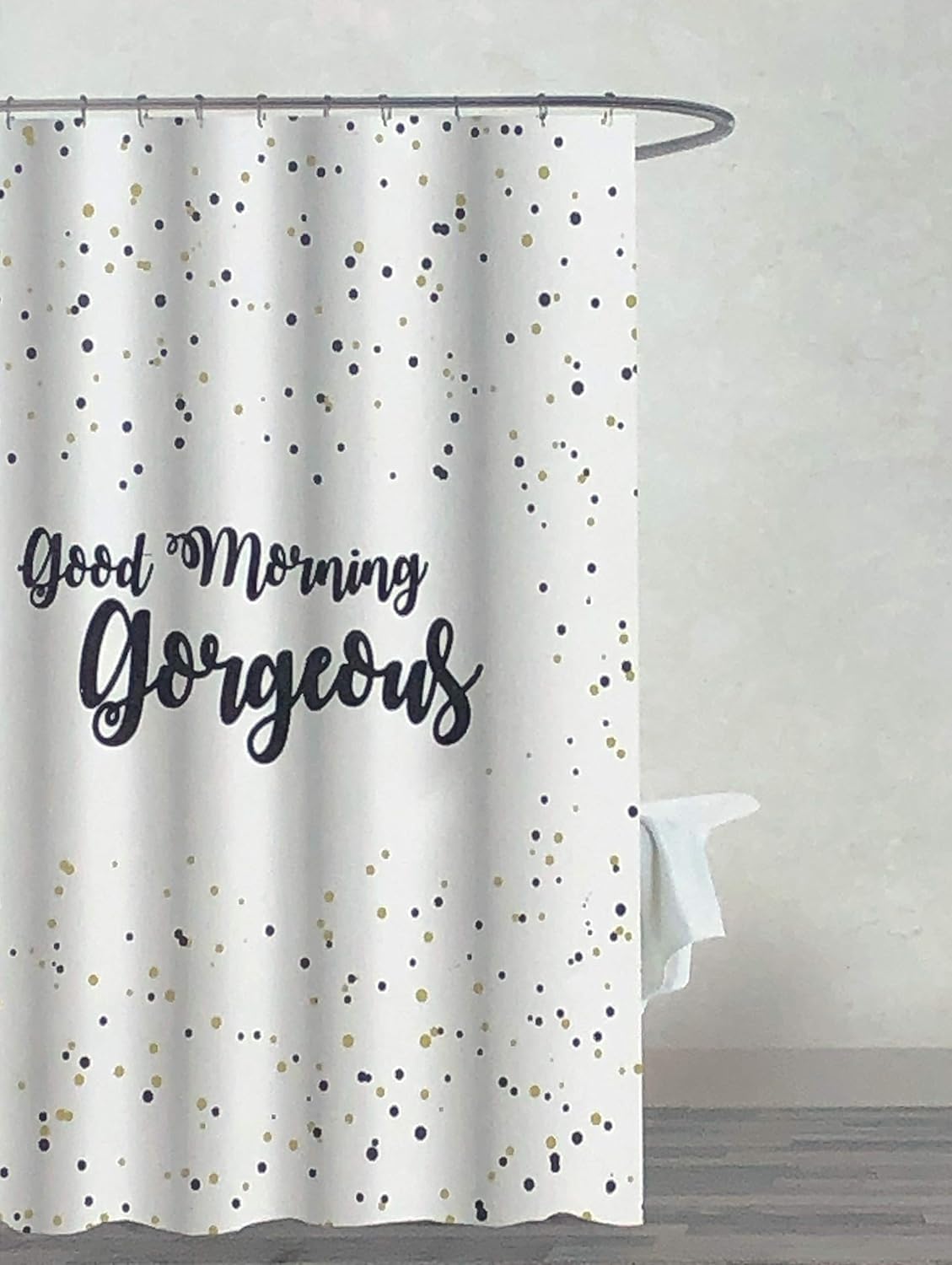 Amazon Com Envogue Designer Shower Curtain Black Gold Dots On